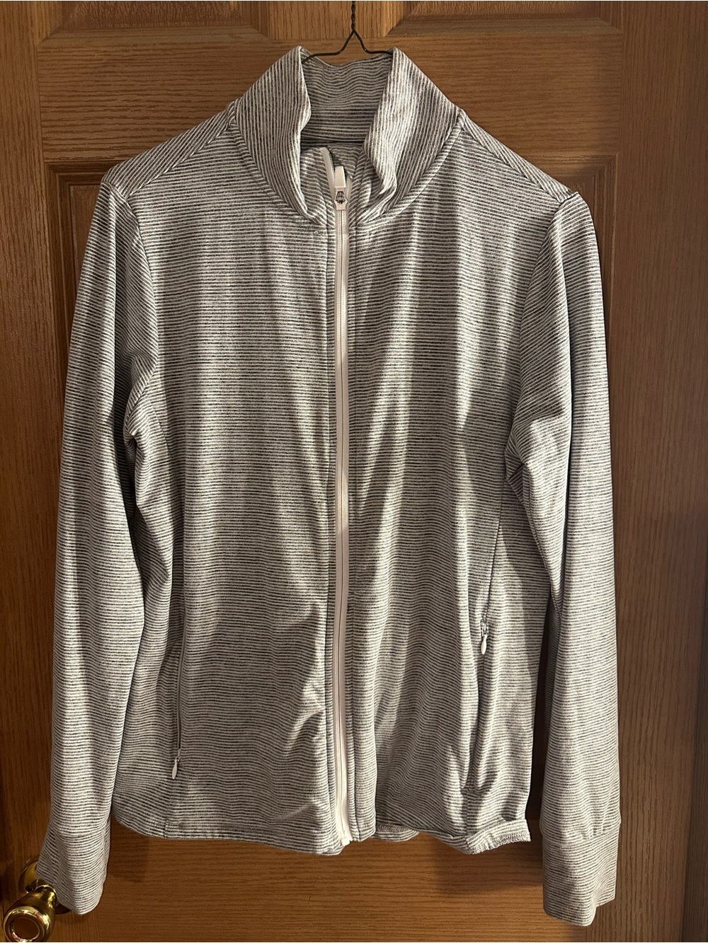 Market & Spruce Men's Gray Striped Lightweight Zip Jacket